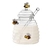 Generico Vasetto Per Miele In - Vasetto di per Miele 400ml con Dosatore - Dispensatore Alimentare Trasparente Con Coperchio A Bacchetta Per Cucina Preparazioni Tè Caffè Pancake Ingredienti Da Forno E