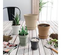 Generico Vasi Cinqueterre Blim, in Plastica Moderno interno ed esterno, vasi per piante grasse, vasi per piante arromatiche (Beige, Ø 15cm x 6pz)