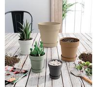 Generico Vasi Cinqueterre Blim, in Plastica Moderno interno ed esterno, vasi per piante grasse, vasi per piante arromatiche (Antracite, Ø 15cm x 6pz)