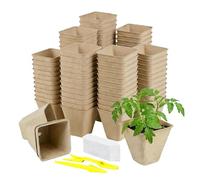 Generico Vasi di Torba - 70 Pezzi di contenitori Quadrati riutilizzabili per Giardinaggio,Piccoli Vasi da Vivaio con Etichette delle Piante - Interno E Esterno, Giardinaggio E Trapianto