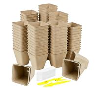 Generico Vasi di Torba per Piantine, Set da 70 Vasi Quadrati Riutilizzabili, Contenitori per Trapianto e Semina, Per Coltivazione Interna Ed Esterna Giardino Balcone Patio Serra