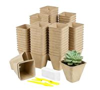 Generico Vasi di Torba per Piantine | Set da 70 Vasi Quadrati Riutilizzabili,Kit Contenitori Per Semenzali E Tazze Da Semina,Per Coltivazione Interna Ed Esterna Giardino Balcone Patio Serra