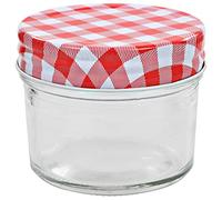 Genérico Vasi Marmellata in Vetro Coperchio Bianco e Rosso 24 pz 110 ml,Rosso,3.83kg,50789