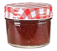 Generico Vasi Marmellata in Vetro Coperchio Bianco e Rosso 48 pz 110 ml,Rosso,7.27kg,50790