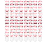 Genérico Vasi Marmellata in Vetro Coperchio Bianco e Rosso 96 pz 230 ml,Rosso,16.65kg,50799