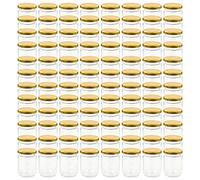 Genérico Vasi per Marmellata in Vetro Coperchio Oro 96 pz 230 ml,Oro,16.2kg,50803