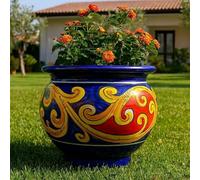 Generico Vaso Cachepot Gaspò in Ceramica Stile Caltagirone-Sicilia Decorato a Mano - Diametro 20 cm 2407250902