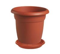 Generico Vaso cm 45 rotondo per fiori e piante + Sottovaso 37 cm, Plastica Color Terracotta - Esterno, Giardino, Balcone + Omaggio Sassi Ornamentali Colorati 1kg (45 cm)
