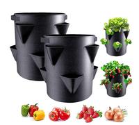 Generico Vaso Da Esterno Per Fragole, Vaso Da 26 Litri Per Fragole E Ortaggi Con 6 Tasche Laterali Per La Coltivazione, Confezione Da 2 Vasi In Tessuto Non Tessuto Rinforzato E Resistente