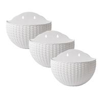 Generico Vaso da Fiori da Appendere A Parete, 3pezzi Vasi per Piante da Esterno, Vaso da Fiori A Semicerchio da Parete in Rattan Imitato, Portapiante Gancio per Balcone Recinto Fioriere A Muro