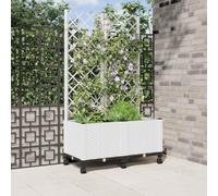 Generico Vaso da Giardino con grigliato e Ruote Bianco 80 x 40 x 146 cm,Prato e Giardino,Giardinaggio,Vasi e fioriere-3422973