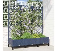 Generico Vaso da Giardino con grigliato e Ruote Blu Grigio PP,Prato e Giardino,Giardinaggio,Vasi e fioriere-3423053