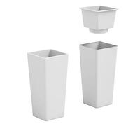 Generico Vaso fioriera in plastica Clou Quadrato Colore Bianco 30x30 x h 65 cm Con Vaso Interno Estraibile per Interno Esterno Made in Italy Veca