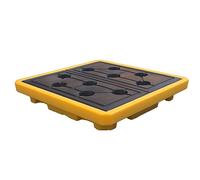 Generico Vassoio di contenimento dell'olio Anti-sversamento Giallo e Nero - Pallet di contenimento delle fuoriuscite in polietilene impilabile con Scarico per Una Gestione efficiente delle fuoriuscit