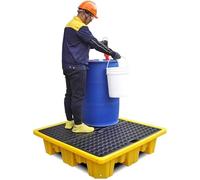 Generico Vassoio di contenimento per fuoriuscite di fusti industriali - Pallet di contenimento modulare per Garage, seminterrati e Laboratori, 67x67x15 cm, Giallo - capacità Elevata per Lo stoccaggio