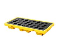 Generico Vassoio di contenimento per fuoriuscite Leggero Giallo e Nero, Pallet in polietilene impilabile per fusti di Petrolio, Piattaforma Anti-perdite per Magazzini e Garage (128x68x17 cm)