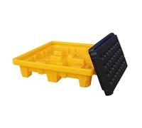 Generico Vassoio di contenimento per fuoriuscite Resistente - Pallet in plastica Anti-Perdita per Lo stoccaggio Sicuro di liquidi, Piattaforma Anti-fuoriuscita per impieghi gravosi, Giallo, 67x67x15