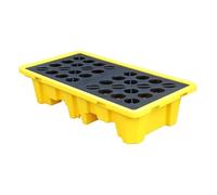 Generico Vassoio di Protezione Industriale Contro Le perdite, Pallet Industriale impilabile per Il contenimento di fusti di Olio, Design con drenaggio, Giallo, 130x68x30 cm, mensole a Parete per Port