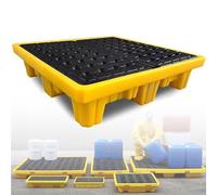 Generico Vassoio di Protezione Industriale Contro Le perdite. Pallet Industriale Resistente per Il contenimento di fuoriuscite di fusti di Vernice - Scarico Rimovibile, 130x68x15 cm, Soluzione di STO