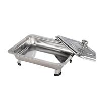 Generico Vassoio for buffet in acciaio inossidabile, vasca rettangolare for mensa con coperchio, vassoio di supporto a quattro gambe