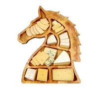 Genérico Vassoio in legno per servire alimenti, a forma di testa di cavallo, per aperitivi, con scomparti, vassoio decorativo, per caramelle, salsicce, biscotti, cupcake, frutta