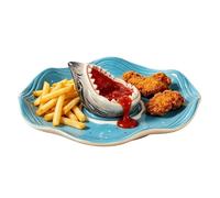 Generico Vassoio Squalo per Sushi,Divertente con Scomparto per Salsa | Vassoio Ceramica Antipasti,Per Tacos di Pesce Polpo Gamberi Sardine Hamburger Cheeseburger Snack Popcorn Cibo