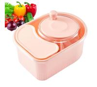Generico Vegetable Cleaner Spinner, Fruit Scrubber Tool, Rotating Hand Crank Fruits Washer 10 Inches, Tomato Washing Tools, Salad Spinner Scrubbers for Home Kitchen Use, White Pink