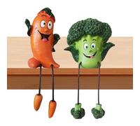 Generico Vegetable Figurines - Resin, 2 Pieces Cute Broccoli Carrot Statues, Dangling Legs Decor | Funny Table Ornament For Indoor Outdoor Home, Office Desk, Garden, Yard, Shelf Display Use