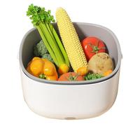Generico Vegetable Washing Basket - PP 9.06x9.06x5.12in Double Layer Fruit Purifier | Wireless Kitchen Cleaning Tool, Button Produce Washer | for Fruit Vegetable Tableware Kitchen Use