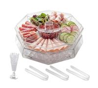 Generico Veggie Tray - 5 Compartment Rotating Lid Design Portable Food Storage Platter | Fruit Vegetable Candy Appetizer Organizer Serving Tray Kitchen Container | For Fridge Kitchen Party Family