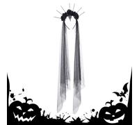 Generico Velo Da Sposa Nero | Copricapo con Aureola Floreale e Punta | Velo Da Vampiro | per Festival e Carnevale, Cosplay, Festa in Maschera, Ballo di Fine Anno, Festa in Costume, Matrimonio