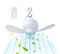 Generico Ventilatore A Soffitto USB - 1800mAh 3 Velocità Telecomando Con Luce - Ventilatore da Soffitto da Campeggio | per Camera Giardino Tettoia Box Garage Balcone Camper Campeggio Escursioni