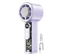Generico Ventilatore da mano rinfrescante | Display digitale USB ricaricabile con 100 velocità e laccetto | Miniventola Personale | per Viaggi Dormitorio Campeggio Ufficio Picnic