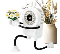 Generico Ventilatore Da Tavolo - Mini Ventilatore Portatile Ricaricabile a Forma di Robot con Luce LED | da Scrivania Portatile con Ventose | Per Casa Cucina Camera Da Esterno Spiaggia Campeggio