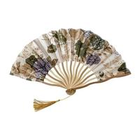Generico Ventilatore pieghevole a mano portatile, nuovi puntelli da ballo in stile cinese, design a conchiglia retrò, ventaglio pieghevole in legno di bambù per donne e uomini