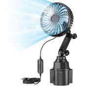 Generico Ventilatore Portatile per Auto | Base Rotante Monotesta per Portabicchieri,Raffreddamento Auto USB | per Berlina, Camion, SUV, Camper, Guida all'Aperto, Viaggio su Strada