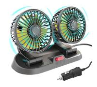 Generico Ventola per cruscotto auto 12V 24V a raffreddamento doppia con rotazione 360 vento regolabile potenza del High- ABS adatta camion SUV barche viaggi bambini