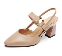 Generico Vera Zala Orthopedic Heels, Elegant Slingback Dress Shoes Pointed Straps Leather Sexy High Heels Sandals for Women (Brown,33 1/3)