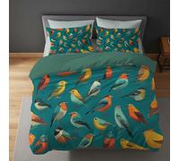 Generico Verde Acqua Copripiumino,Illustrazione Uccello Fiaba,Ultra Soft Non Si Stira copripiumini - Morbido, Tutto l'anno, Reversibile Copripiuminos, Facile Da Pulire Singolo150 x 220