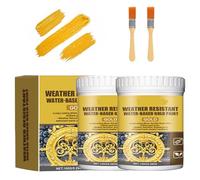 Generico Vernice dorata resistente alle intemperie, vernice foglia d'oro, a base d'acqua, colore oro metallizzato, per superfici metalliche, in legno, pietra e gesso (2pcs)