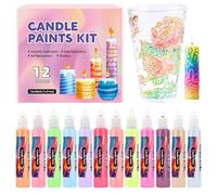 Generico Vernice Per Candele, 12 Colori Penne per Pittura su Cera Kit, Ideale per Decorazioni su Tela Zaino di Cotone Bambini Compleanni Matrimoni Feste