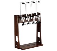 Generico Vertical Liquor Dispenser, Solid Wood Wine Rack, Upside down Wine Dispenser, Bottle Display Shelf of 4-Bottle, with 25/35/45 Ml ABS Measuring Cup, for Home Pub or Kitchen Bar