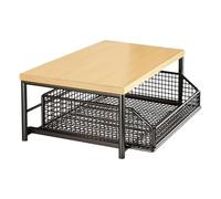 Generico Vertical Storage Shelves - 2-Tier Pantry Organizer | 37x26x18cm Iron Wood Design with Multi Level Tiers, Bathroom Kitchen Garage Laundry Office Apartment Home Shower Space Saver