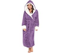 Generico Vestaglia Donna Invernale Calda con Cappuccio, Vestaglia Leggero Personalizzato Accappatoi Pile Bianco Accappatoio da Casa Donna Flanella Invernale, Pigiama per Sauna