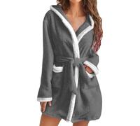 Generico Vestaglia Donna Kimono Corta Casa Accappatoio con Tasche Cappuccio E Cintura Lunga Caldo Vestaglia Pile Leggero Assorbente Vestaglia da Bagno Peloso Curvy per Hotel E Luxury Spa