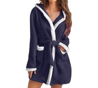 Generico Vestaglia Donna Kimono Corta Casa Accappatoio con Tasche Cappuccio E Cintura Lunga Caldo Vestaglia Pile Leggero Assorbente Vestaglia da Bagno Peloso Curvy per Hotel E Luxury Spa
