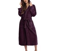 Generico Vestaglia Donna Pile Invernale con Cappuccio Corta, Vestaglie Cotone Bianco Vestaglia Elegante Tinta Unita Accappatoio da Palestra Donna Flanella Morbida Accappatoio per Casa Hotel Spa