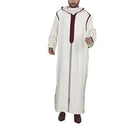 Generico Veste Musulmana Uomo Caftano Musulmano Vestita Ricamo Islamico Caftano Saudita Arabo Jubba Thobe Mogadiscio Abito da Preghiera con Cerniera Ramadan Taglie Forti Camicie Lunge per Matrimoni