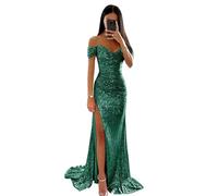 Generico Vestidos de Fiesta sin tirantes para Mujer Vestidos de Sirena con lentejuelas Vestidos de Novia Largos con Escote en V Vestidos de Noche formales Peacock 6
