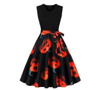 Genérico Vestidos Halloween Donna, Costume Halloween Donna, Senza Maniche Sexy Corsetto Murcielago Ragnatela Insanguinata Stampa Gonna Medievale Vita Alta Horror Party Maschere Cocktail Notte Abiti